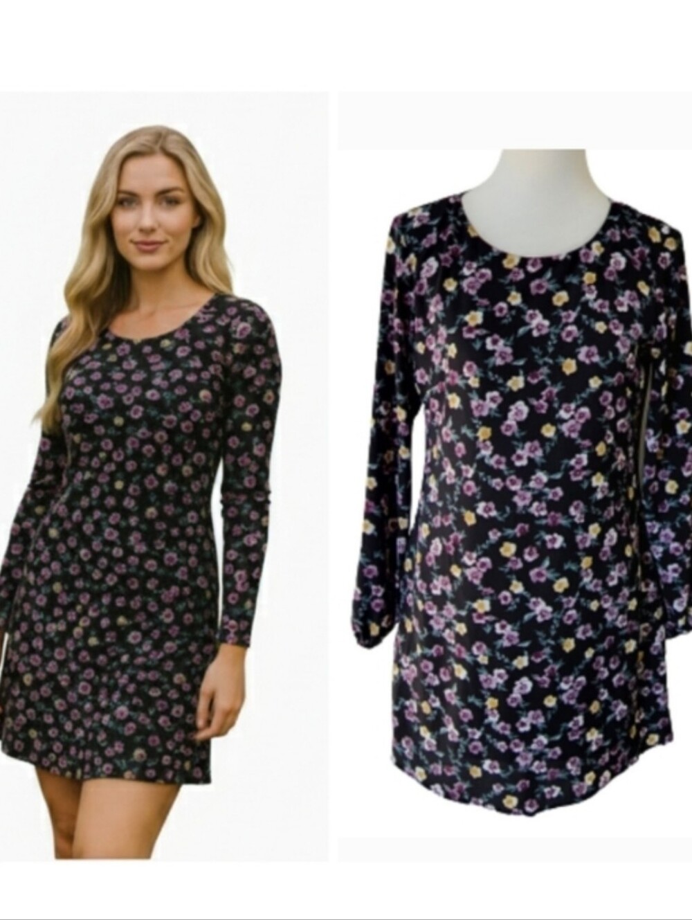 Speechless long sleeve floral dress with cut-out back Women's size medium